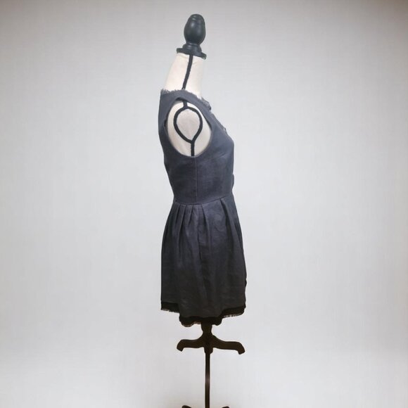 Fringe Linen Silk Lined Rainbow Crystal Button Dress - Picture 8 of 13